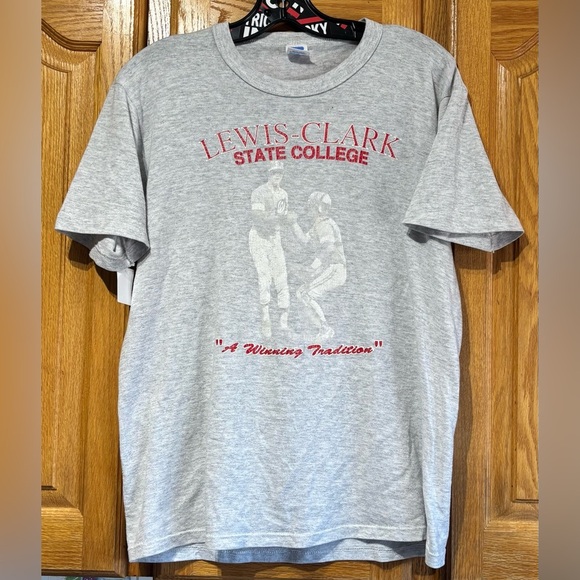 Vintage 90's Russell Athletic Lewis-Clark State Baseball Single Stitch T-Shirt L - Picture 1 of 6